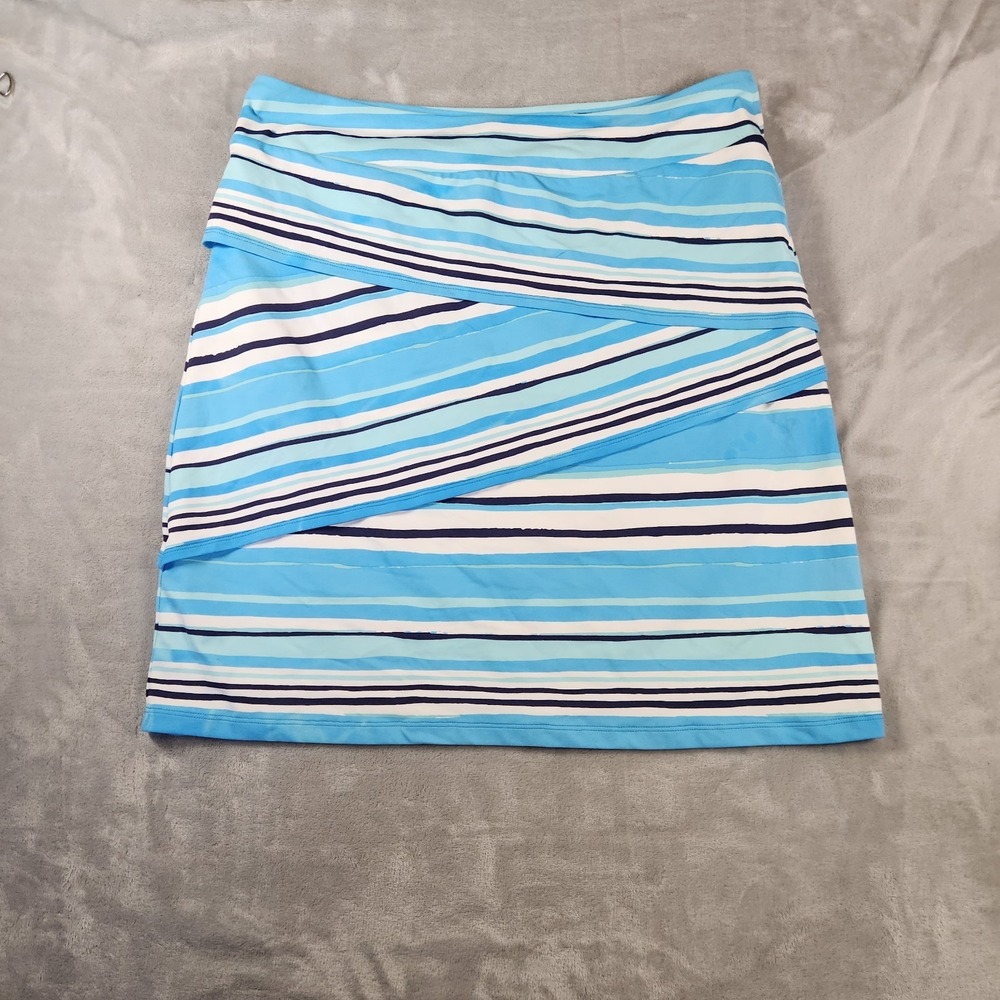 J.McLaughlin Nicola Skirt Striped Blue Catalina Cloth Tiered L Coastal Chic